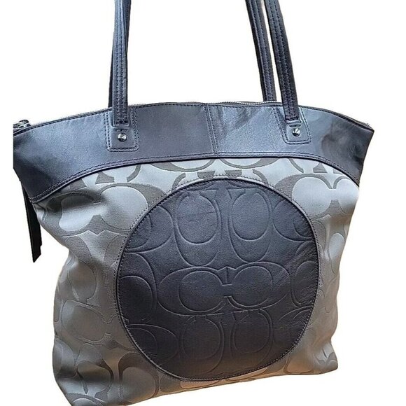 Coach Monogram Large Tote Shouldbag Brown Leather Canvas Purse - Picture 2 of 16